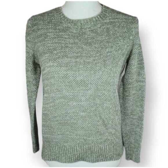 APPLESEEDS PETITES SAGE GREEN & WHITE CREWNECK SWEATER SZ.PS EUC . - Picture 1 of 7